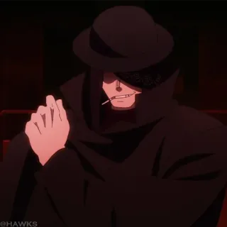 🃏 Аниме, Мужчина, Шляпа, Сигарета, Дым telegram sticker