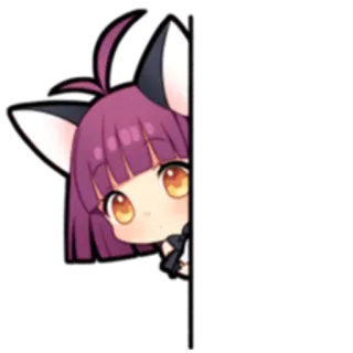 👀 Chibi, Anime, Telinga kucing, Lucu, Gadis, Mengintip telegram sticker