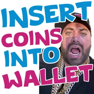 💵 INSERT COINS INTO WALLET кошелек, деньги, монеты, вставить, смешные, мем whatsapp sticker