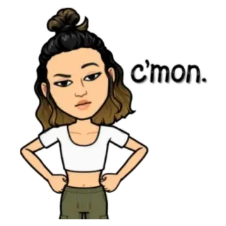 🤍 c'mon. женщина, мультфильм, разочарована, раздражена, отношение, bitmoji telegram sticker