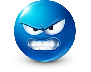 🤩 enfadado, cara, azul, dibujos animados, emoticono, emoji, agresivo whatsapp sticker