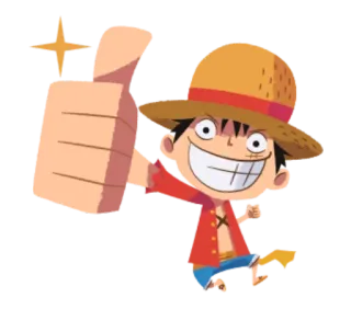 🤔 Monkey D. Luffy One Piece 애니메이션, 원피스, 몽키 D. 루피, 엄지 척, 만화 telegram sticker