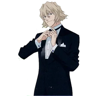 😏 Anime, Charakter, Tuxedo, Blonde Haare, Lächeln, Manga telegram sticker