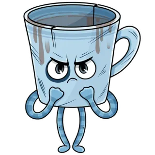 👿 tasse café, dessin animé, colère, grincheux, personnage, boisson, tasse whatsapp sticker
