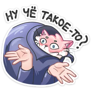 🤷‍♂️ НУ ЧЁ ТАКОЕ-ТО? cat, russian, sticker, cute, question, funny telegram sticker