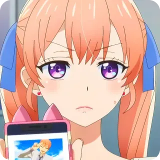 🙂 anime, girl, phone, cartoon telegram sticker