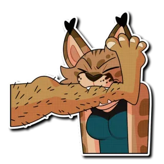 💥 рысь, животное, мультик, средний палец, оскорбление telegram sticker