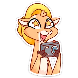 🤩 cervo, câmera, desenho animado, estrelas, feliz, fotografia telegram sticker