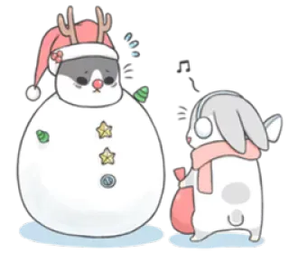 ⛄ natal, manusia salju, kelinci, liburan, imut, musim dingin, meriah telegram sticker