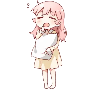 😴 อนิเมะ, ผู้หญิง, ง่วง, หมอน, น่ารัก, การ์ตูน, จิบิ telegram sticker