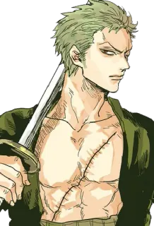 😒 Roronoa Zoro One Piece anime, manga, sword, pirate, zoro telegram sticker