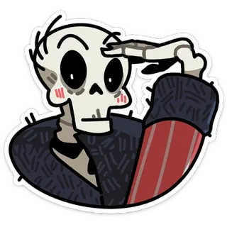 💀 scheletro, saluto, personaggio, anime, carino, cartone animato telegram sticker