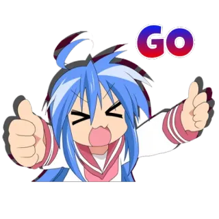 😝 GO Anime, Dibujos animados, Chica, Pulgares arriba, Ánimo, Aliento telegram sticker