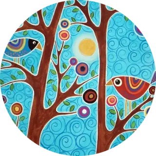 🌳 birds, tree, nature, colorful, artistic, whimsical, decoration whatsapp sticker