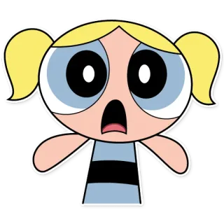 😦 Bubbles Powerpuff Girls cartone animato, ragazza, carino, animazione telegram sticker