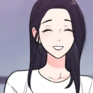 🖤 mulher, sorriso, desenho animado, feliz, garota whatsapp sticker