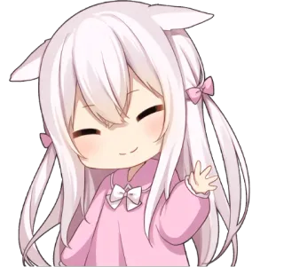 ☺️ Anime, Chibi, Niedlich, Mädchen, Kawaii, Katzenohren telegram sticker