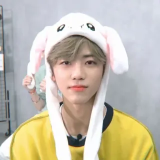💛 Jaemin kpop, айдол, азиатский, знаменитость, шапка с ушками, милый, nct whatsapp sticker