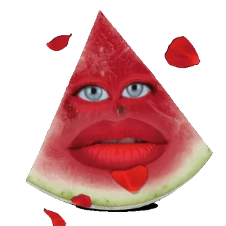 😗 スイカ, フルーツ, 顔, 食べ物, デジタルアート, 漫画 whatsapp sticker