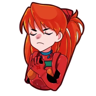 😠 Asuka Langley Soryu Neon Genesis Evangelion Anime, Cartoon, Mädchen, rote Haare, Asuka Langley Soryu, Evangelion, Sticker telegram sticker