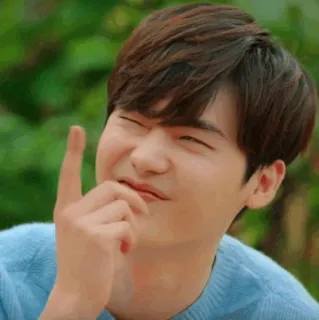 🥀 man, pointing, thinking, asian, korean, sweater telegram sticker