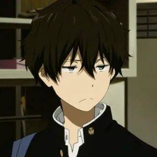🖤 Houtarou Oreki Hyouka Anime, Postać, Houtarou Oreki, Hyouka, Kreskówka, Uczeń telegram sticker
