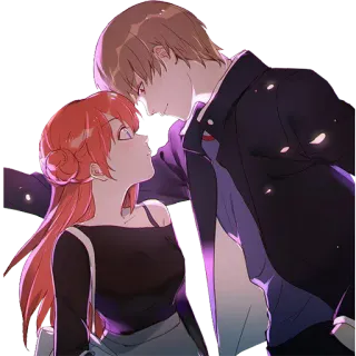 ❤️ Anime, Casal, Romance, Amor, Desenho animado, Garota, Garoto whatsapp sticker