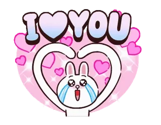 ❤️ I LOVE YOU amor, coelho, coração, fofo, desenho animado, adesivo telegram sticker