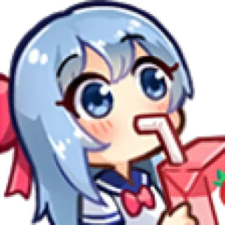 🥤 アニメ, 可愛い, 飲んでいる, かわいい, ジュースパック telegram sticker