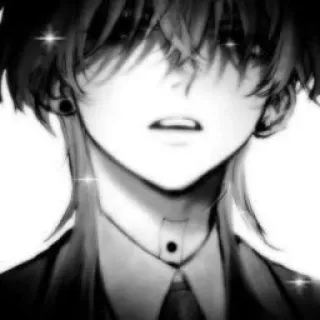 🖤 anime, boy, portrait, monochrome, suit whatsapp sticker