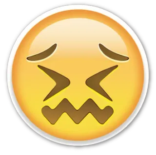 😖 Emoji, Triste, Arrabbiato, Giallo, Faccia, Espressione, Arte digitale telegram sticker
