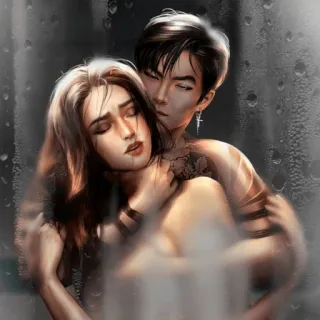 🥵 couple, love, romance, art, drawing, portrait telegram sticker