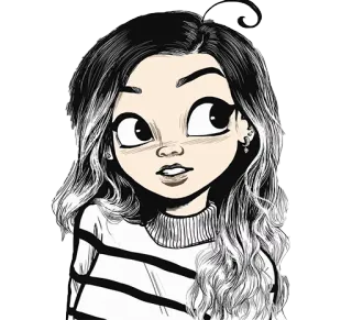 😉 fille, dessin animé, illustration, personnage, mignon, femme, portrait telegram sticker