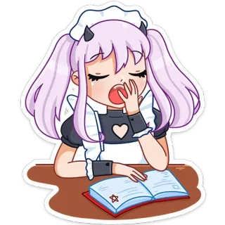 😴 Anime Mädchen, Dämon, Maid, Süß, Cartoon, Manga, Kawaii telegram sticker