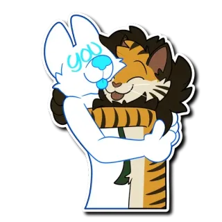 🤗 you furry, hug, anthropomorphic, tiger, affection, cute, embrace, friendship telegram sticker