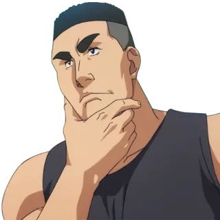 🤔 man, thinking, anime, cartoon, character, serious telegram sticker