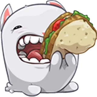 🍣 cartoon, eating, food, sandwich, animal whatsapp sticker