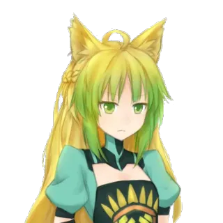 😐 Anime, Manga, Mädchen, Fuchs Ohren, Charakter, Illustration telegram sticker