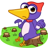 🤷‍♂️ bird, cartoon, sad, nature, tree stumps, deforestation telegram sticker