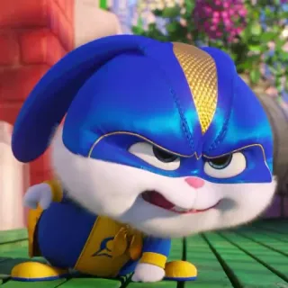 🐰 Snowball The Secret Life of Pets coniglio, supereroe, cartone animato, animale, animale domestico, divertente, buffo whatsapp sticker