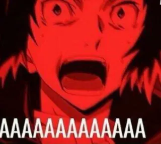 😫 AAAAAAAAAAAAA cri, animé, rouge, horreur, effrayant telegram sticker