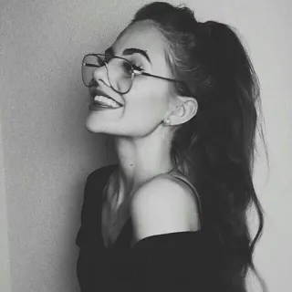 😁 mujer, retrato, chica, gafas, sonriendo, feliz telegram sticker