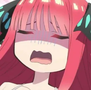🦋 Nino Nakano The Quintessential Quintuplets Anime, Nino Nakano, Las Quintillizas, Impactada, Dibujos animados, Pelo rosa telegram sticker