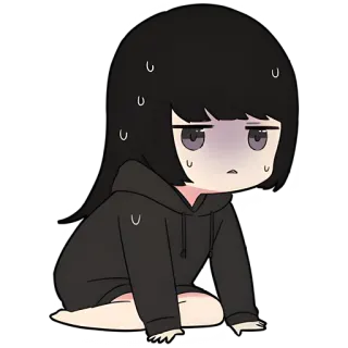 😨 anime, girl, sweat, anxious, cartoon, worried telegram sticker