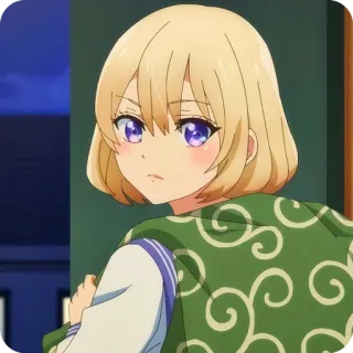 🙂 动漫, 女孩, 金发, 紫色眼睛, 可爱, 角色 telegram sticker