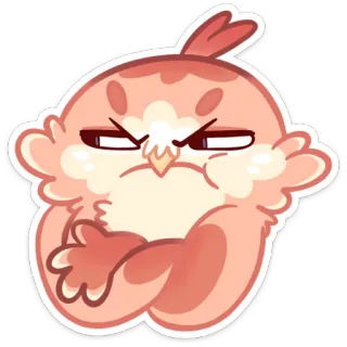 😤 птица, мультфильм, злой, милый, стикер, смешной telegram sticker