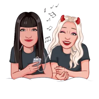 🎧 Kreskówka, Muzyka, Przyjaciele, Rogi diabła, Selfie telegram sticker