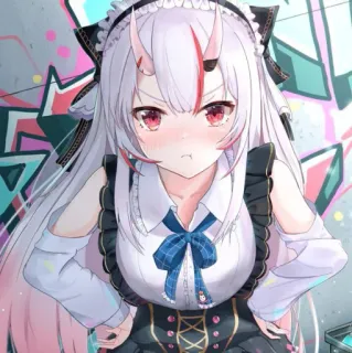 😒 Anime, Garota, Chifres, Fofa, Empregada, Personagem telegram sticker