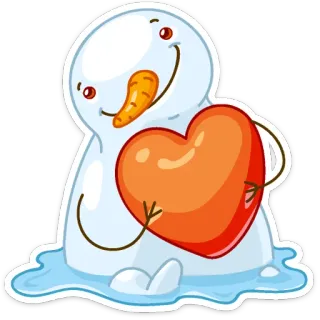❤ bonhomme de neige, hiver, coeur, amour, mignon, dessin animé, fêtes whatsapp sticker