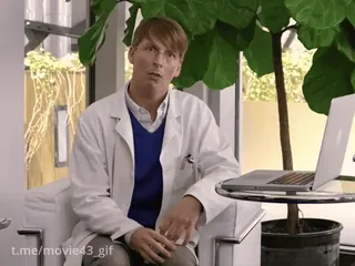 😳 Movie 43 t.me/movie43_gif person, doctor, laptop, indoor, plant telegram sticker